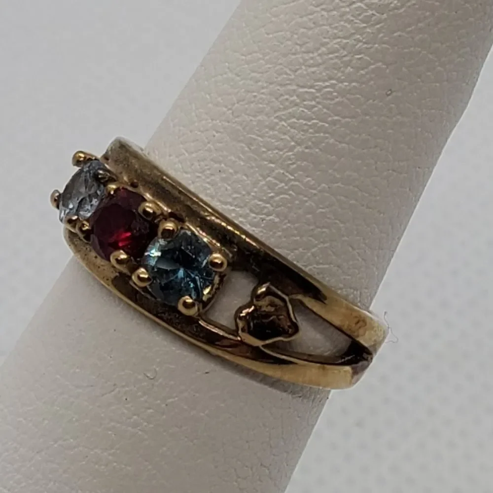 Sterling Silver Gold Plated, Spinel & Aquamarine Ring